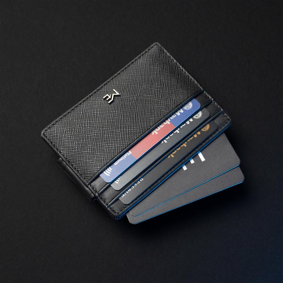 Black card sleeve wallet, leather