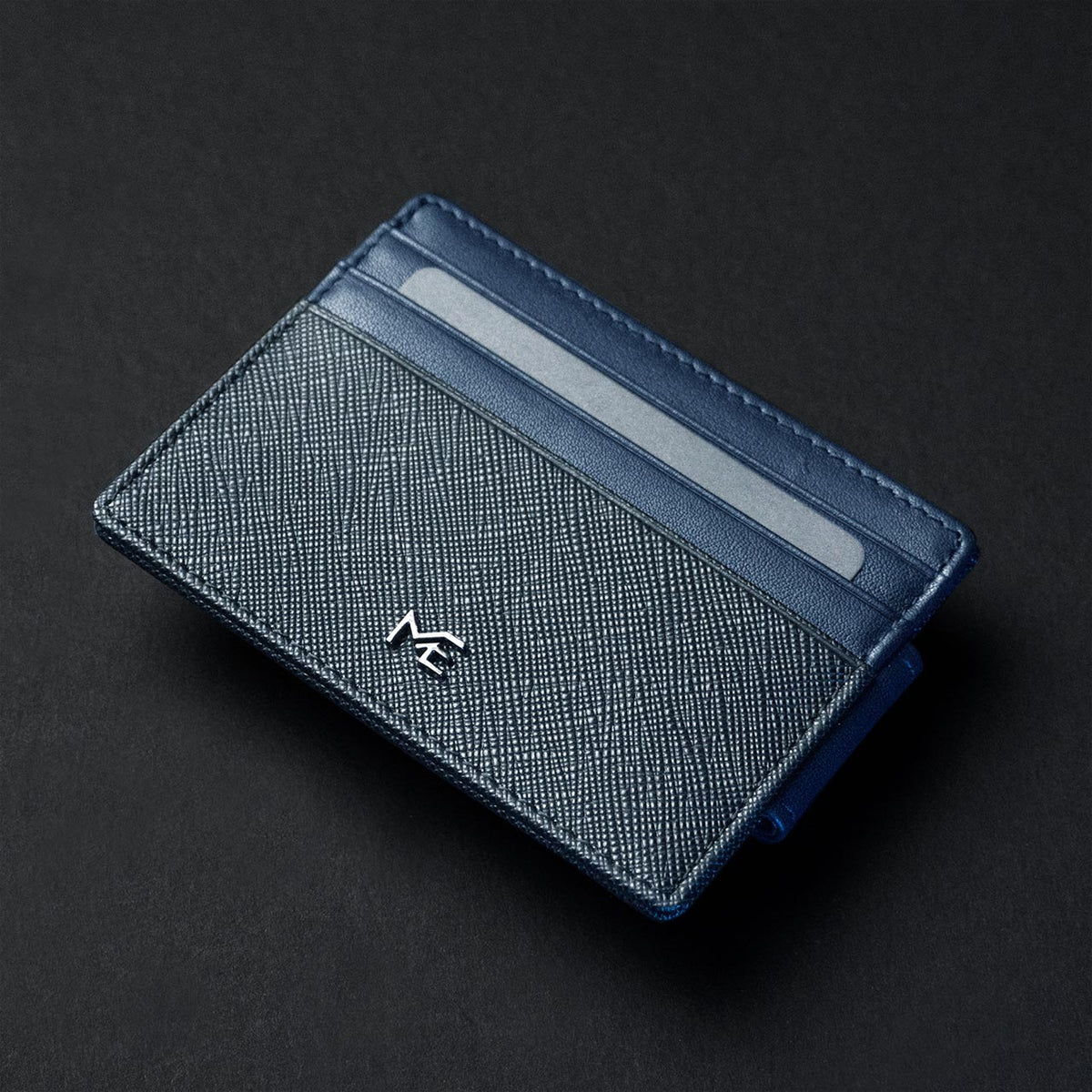 blue minimalist card sleeve wallet