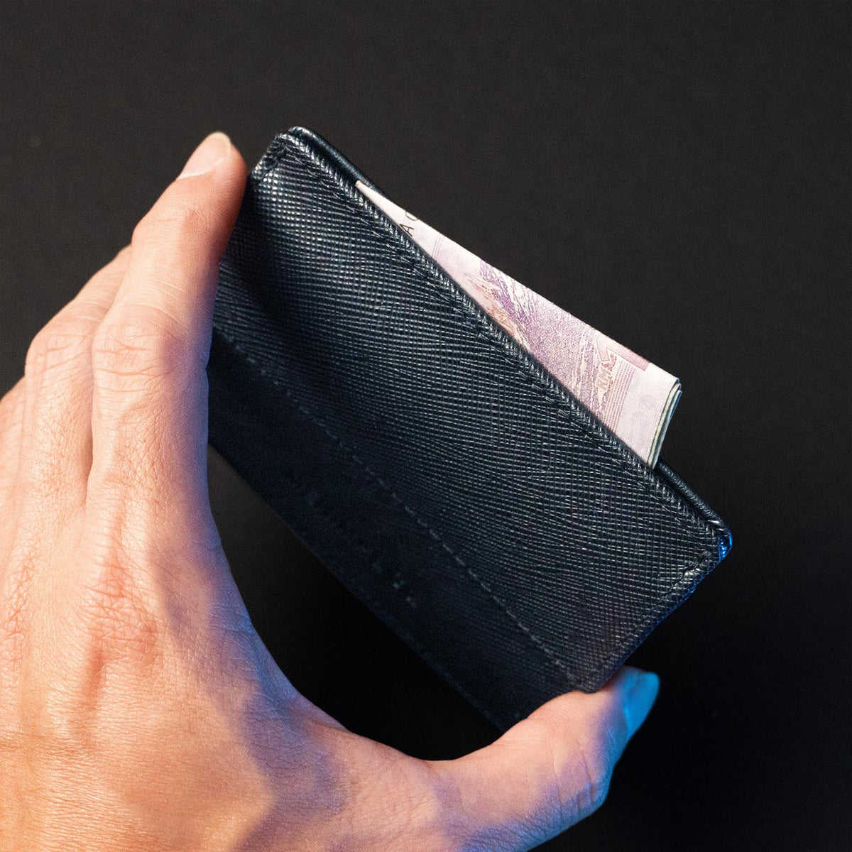 card sleeve wallet with coin pouch and center slot